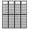 4-Panel Room Divider/Trellis Solid Fir Wood Black 63.4"x70.9"