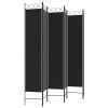 6-Panel Room Divider Black 94.5"x86.6" Fabric