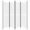 4-Panel Room Divider White 78.7"x70.9" Fabric