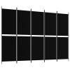 5-Panel Room Divider Black 98.4"x70.9" Fabric