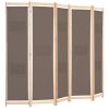 5-Panel Room Divider Brown 78.7"x66.9"x1.6" Fabric