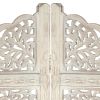 Hand carved 4-Panel Room Divider White 63"x65" Solid Mango Wood