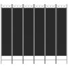 6-Panel Room Divider Black 94.5"x86.6" Fabric