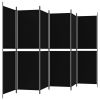 6-Panel Room Divider Black 118.1"x70.9" Fabric