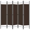 5-Panel Room Divider Brown 78.7"x70.9"