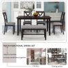 TREXM 6-Piece Kitchen Dining Table Set Wooden Rectangular Dining Table, 4 Fabric Chairs and Bench Family Furniture (Espresso)