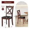 Set of 2 Wooden Kitchen Dining Chair with Padded Seat and Rubber Wood Legs