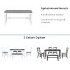 TOPMAX 6-Piece Wood Dining Table Set Kitchen Table Set with Upholstered Bench and 4 Dining Chairs, Farmhouse Style,Gray+White