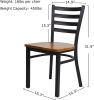 Set of 2 Kitchen Dining Chairs Wood Seat with Metal Legs Fully Assembled, Ladder Back