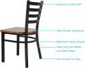 Set of 2 Kitchen Dining Chairs Wood Seat with Metal Legs Fully Assembled, Ladder Back