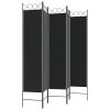 5-Panel Room Divider Black 78.7"x78.7" Fabric