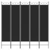 5-Panel Room Divider Black 78.7"x78.7" Fabric