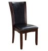 Style Comfort Contemporary 2pcs Side Chairs Dark Cherry Brown Leatherette Cushion Seat Kitchen Dining Room Furniture