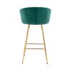 30 Inch Set of 2 Bar Stools,with Chrome Footrest and Base Velvet + Golden Leg Simple Bar Stool,GREEN