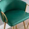 30 Inch Set of 2 Bar Stools,with Chrome Footrest and Base Velvet + Golden Leg Simple Bar Stool,GREEN