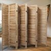 Sycamore wood 8 Panel Screen Folding Louvered Room Divider - light burn XH