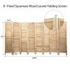 Sycamore wood 8 Panel Screen Folding Louvered Room Divider - light burn XH