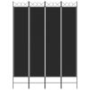 4-Panel Room Divider Black 63"x86.6" Fabric