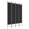 4-Panel Room Divider Black 63"x86.6" Fabric