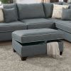 Fabric Reversible Sectional Sofa with Ottoamn in Steel Gray