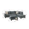 Fabric Reversible Sectional Sofa with Ottoamn in Steel Gray