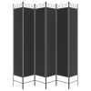 6-Panel Room Divider Black 94.5"x86.6" Fabric