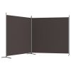 2-Panel Room Divider Brown 137"x70.9" Fabric