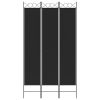 3-Panel Room Divider Black 47.2"x86.6" Fabric