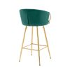 30 Inch Set of 2 Bar Stools,with Chrome Footrest and Base Velvet + Golden Leg Simple Bar Stool,GREEN