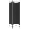 3-Panel Room Divider Black 47.2"x86.6" Fabric