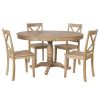 Modern Dining Table Set for 4,Round Table and 4 Kitchen Room Chairs,5 Piece Kitchen Table Set for Dining Room,Dinette,Breakfast Nook,Natural Wood Wash