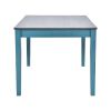 TOPMAX Mid-Century 6-Piece Wood Dining Table Set, Kitchen Table Set with Drawer, Upholstered Chairs and Bench, Antique Blue