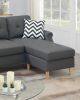 Living Room Corner Sectional Blue Grey Polyfiber Chaise sofa Reversible Sectional