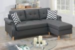 Living Room Corner Sectional Blue Grey Polyfiber Chaise sofa Reversible Sectional