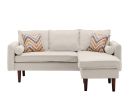 Mia Beige Sectional Sofa Chaise with USB Charger & Pillows