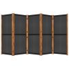 5-Panel Room Divider Black 137.8"x70.9"