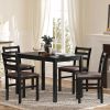 5PCS Stylish Dining Table Set 4 Upholstered Chairs with Ladder Back Design for Dining Room Kitchen Brown Cushion and Black (=OLD SKU:W69177433)