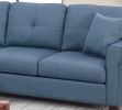 Blue Color Glossy Polyfiber Tufted Cushion Couch Sectional Sofa Chaise Living Room Furniture Reversible Sectionals Chaise