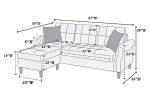 Living Room Corner Sectional Blue Grey Polyfiber Chaise sofa Reversible Sectional