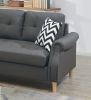 Living Room Corner Sectional Blue Grey Polyfiber Chaise sofa Reversible Sectional