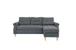 Living Room Corner Sectional Blue Grey Polyfiber Chaise sofa Reversible Sectional