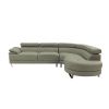 2 Piece Faux Leather Upholstered Sectional Sofa in Light Grey