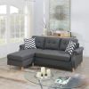 Living Room Corner Sectional Blue Grey Polyfiber Chaise sofa Reversible Sectional