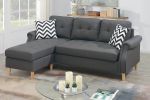 Living Room Corner Sectional Blue Grey Polyfiber Chaise sofa Reversible Sectional