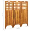 3-Panel Room Divider 47.6"x0.8"x47.2" Solid Acacia Wood