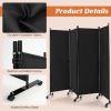 4-Panel Folding Room Divider Privacy Screen with Lockable Wheels