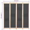 4-Panel Room Divider Gray 62.9"x66.9"x1.6" Fabric