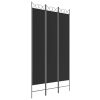 3-Panel Room Divider Black 47.2"x86.6" Fabric