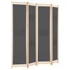 4-Panel Room Divider Gray 62.9"x66.9"x1.6" Fabric