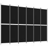 6-Panel Room Divider Black 118.1"x86.6" Fabric